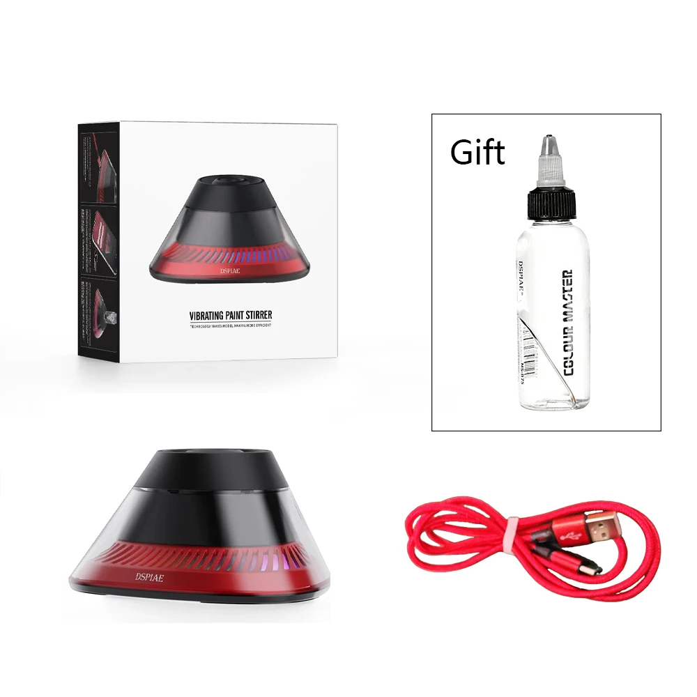 【DSPIAE MS-02 Portable Paint Mixer】TYPE-C Oscillating Stirrer with Aluminium Alloy Pedestal for Hobby Modeling New with Bottle