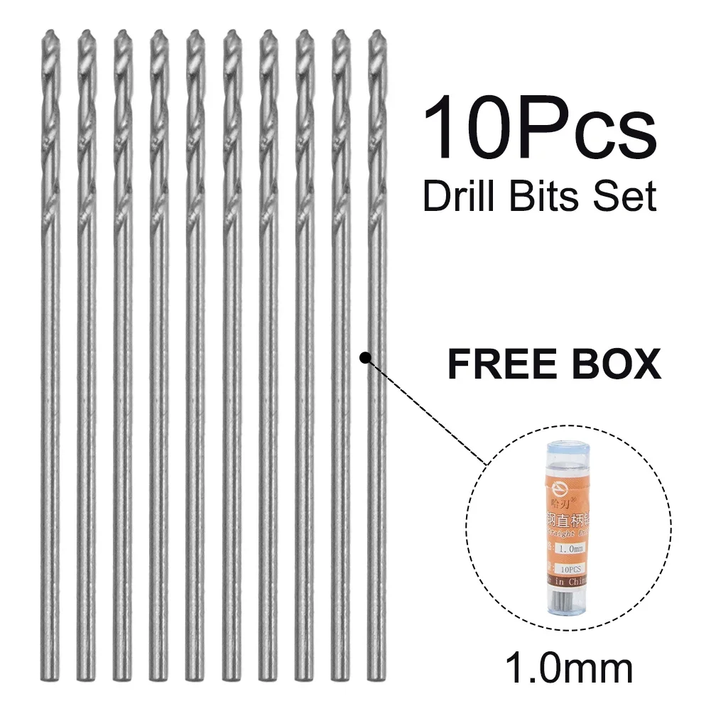 10pcs 1mm Drill Bit Extra HSS Straight Shank Drill Bit Extended Drill For Drilling Wood Aluminum Plastic Power Tool Part