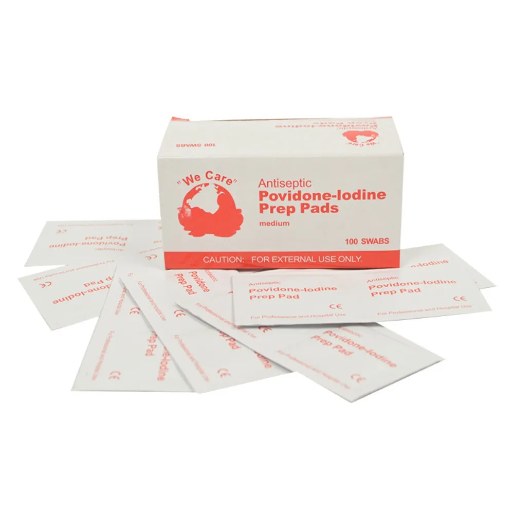 Povidone Iodine Antiseptic Swabs Pre-Sterilized Wound Dressing Disposable First Aid Cotton Pads Surgical Care & Emergency Kits