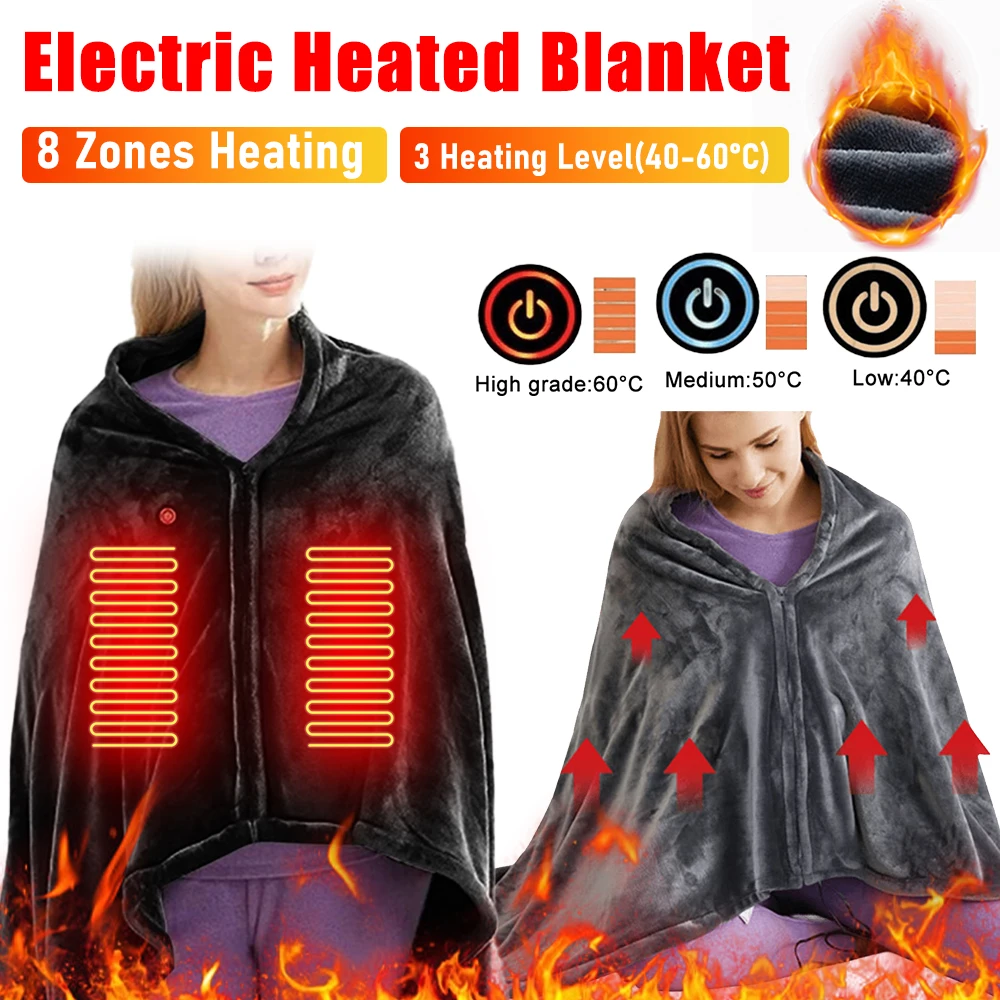 Electric Blanket Winter Warm USB Heating Shawl Blanket Outdoor Camping Body Warmer Multifunctional Coral Velvet Blanket for Home