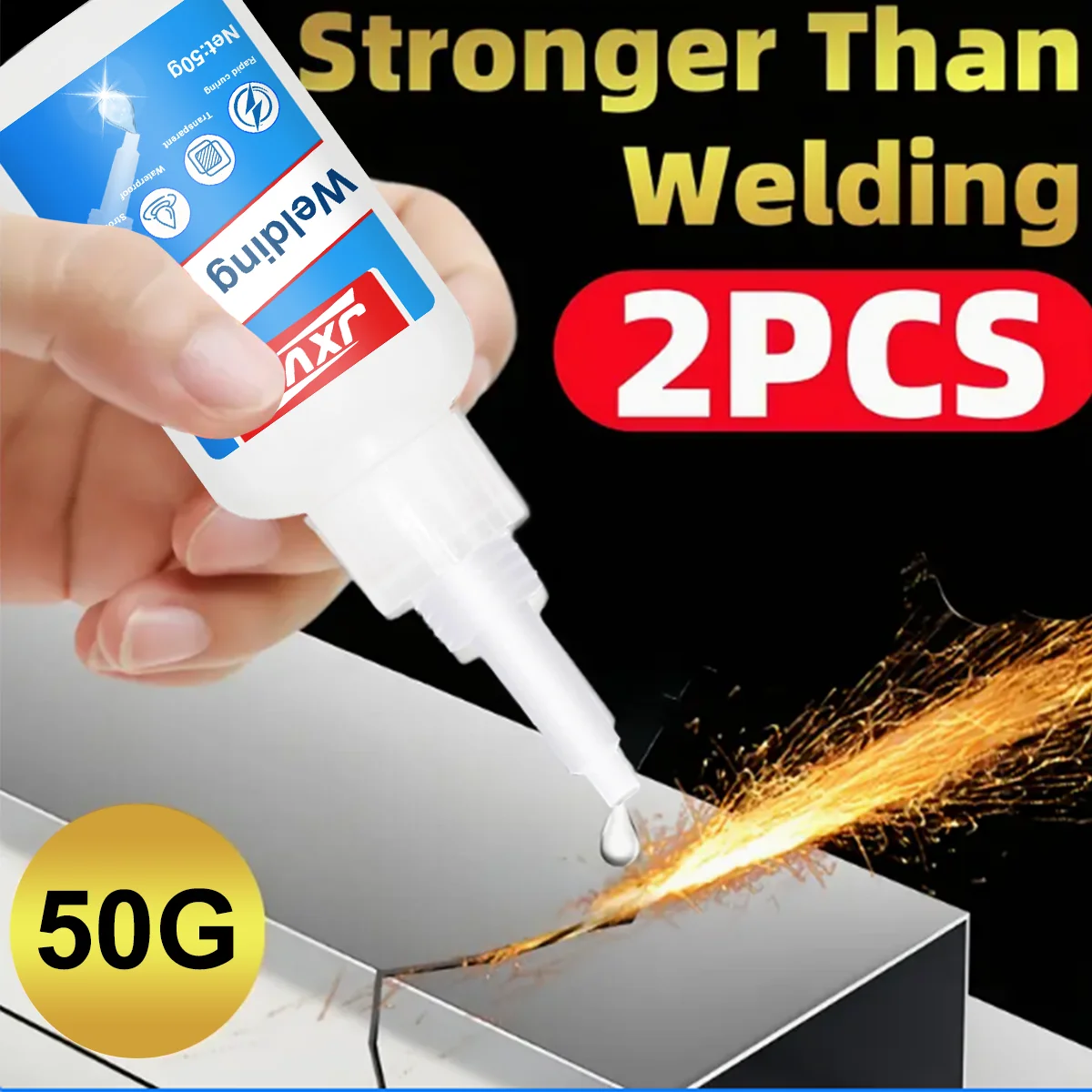 JXVX 50g High Strength Oil-Based Glue for Welding - Universal Oil-Based Welding Glue for Instant Adhesives for Resin, Ceramics, Metal, Glass, Plastic, Wood, Including Dispensers.