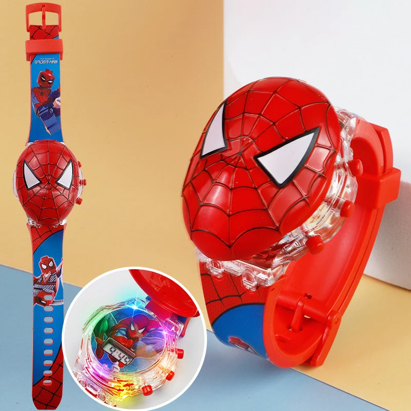 New Flash Light Spider-Man Children's Watches for Boys Hero Captain Iron Man Kids Watch with Sound Digital Clock Toys Gift