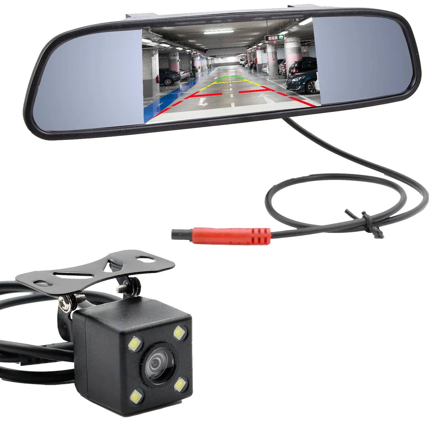 4.3 Inch Car Mirror Monitor Rear View Reverse Backup Car LED Rearview Camera Pack Line For Car Vehicle Video Auto Parking System
