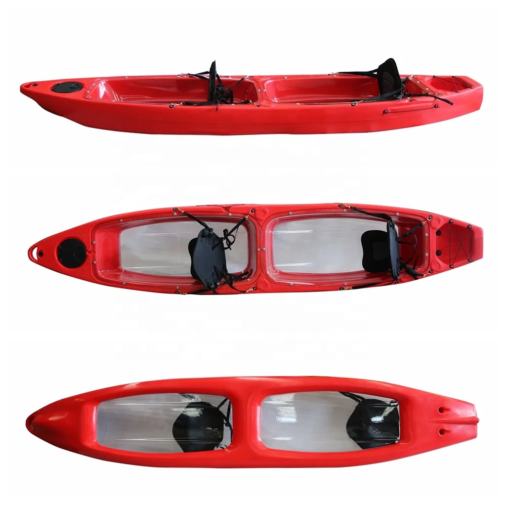 Vicking New Arrival 3.79m Double Person Kayak Glass Bottom Clear Kayak Sea Touring Kayak/Canoe Lldpe+ PC Material  for Sale