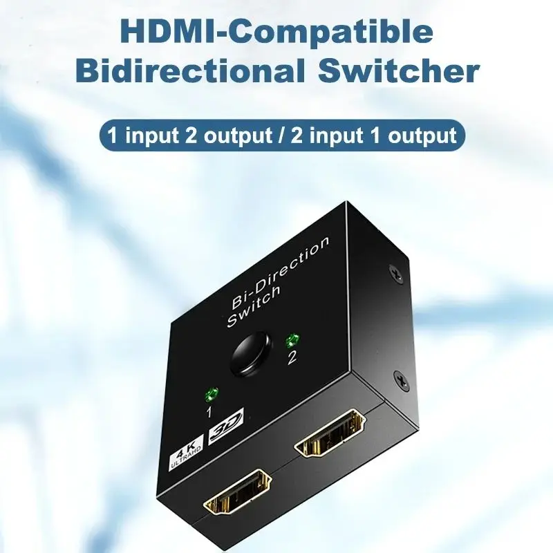 Bi Direction Switch HDTV 2.0 4K 60HZ HDTV Splitter Switcher 1x2 2x1 New Dual 2 Ports Adapter Converter Supports Ultra HD 4K