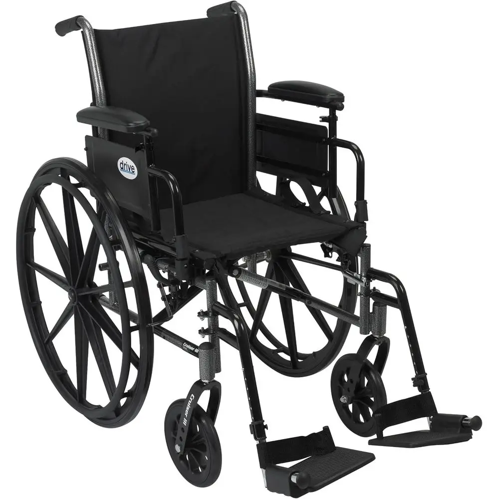 Light Weight Wheelchair with Flip Back Removable Arms, Adjustable Height Desk Arms, Swing Away Footrests, 20''