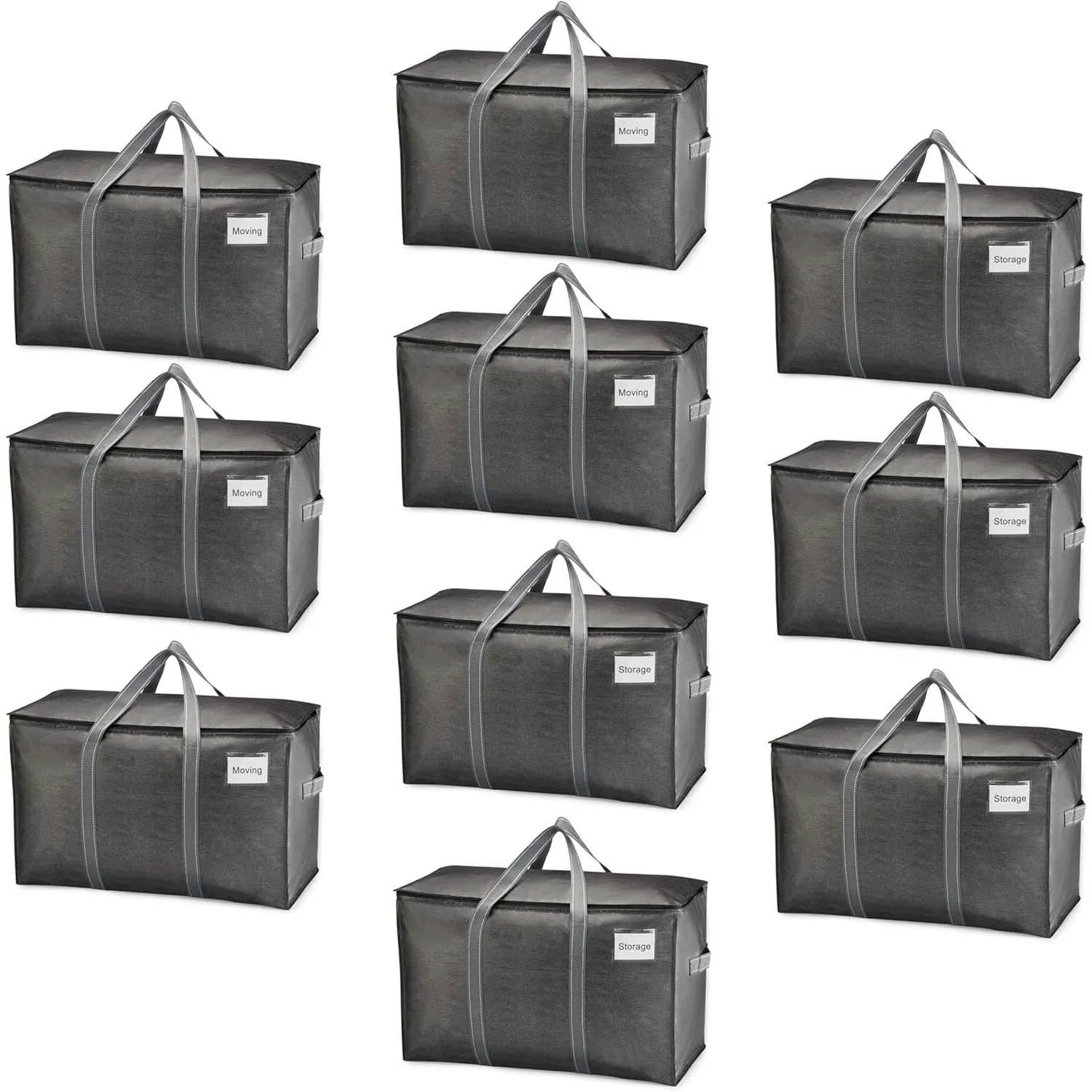 10 Pack Moving Bags, Heavy Duty, Moving Boxes Alternative,Packing Storage Supplies for Dorm Room Essentials(Dark Gray, 10 Pack)