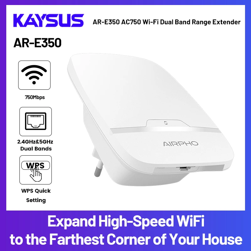 KAYSUS AC750Wireless WiFi Repeater 750Mbps WiFi Extender Amplifier 2.4G/5GHz Dual Band WPS Signal Booster Long Range Network