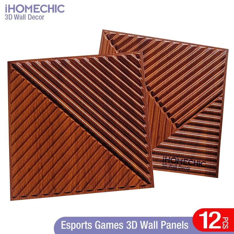 12pcs Esports Games 3D Art Wall Panel PVC Waterproof 3D Wall Sticker Decor Tiles Diamond Design DIY Home Decor 11.81'' X 11.81''