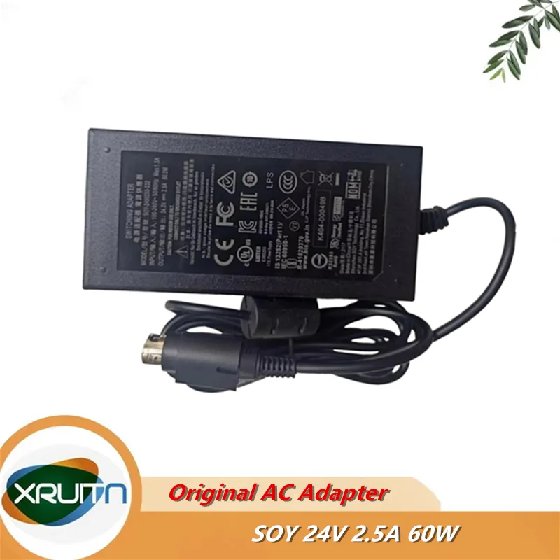 Genuine SOY SOY-2400250-332 24V 2.5A Switching Adapter AC DC Adaptor Charger 60W Printer Power Supply Original