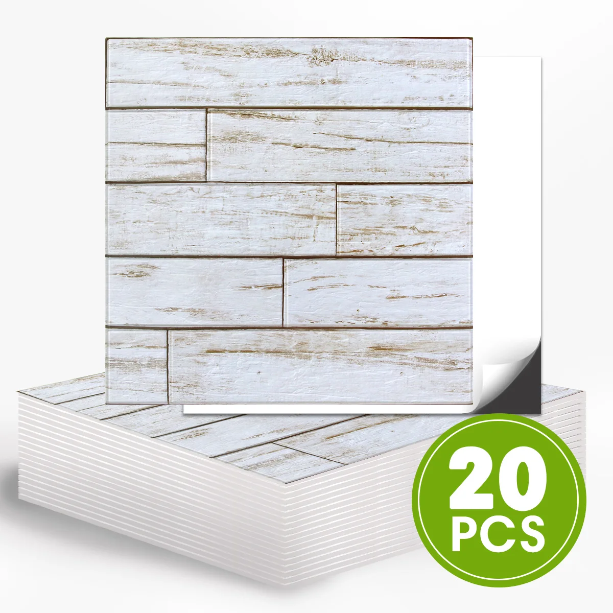 Waterproof, 20 Pack, 11.8" x 11.8" 3D Faux Wood Grain Self-adhesive Wall Panel, Kitchen Removable Wall Sticker, Wall decoration
