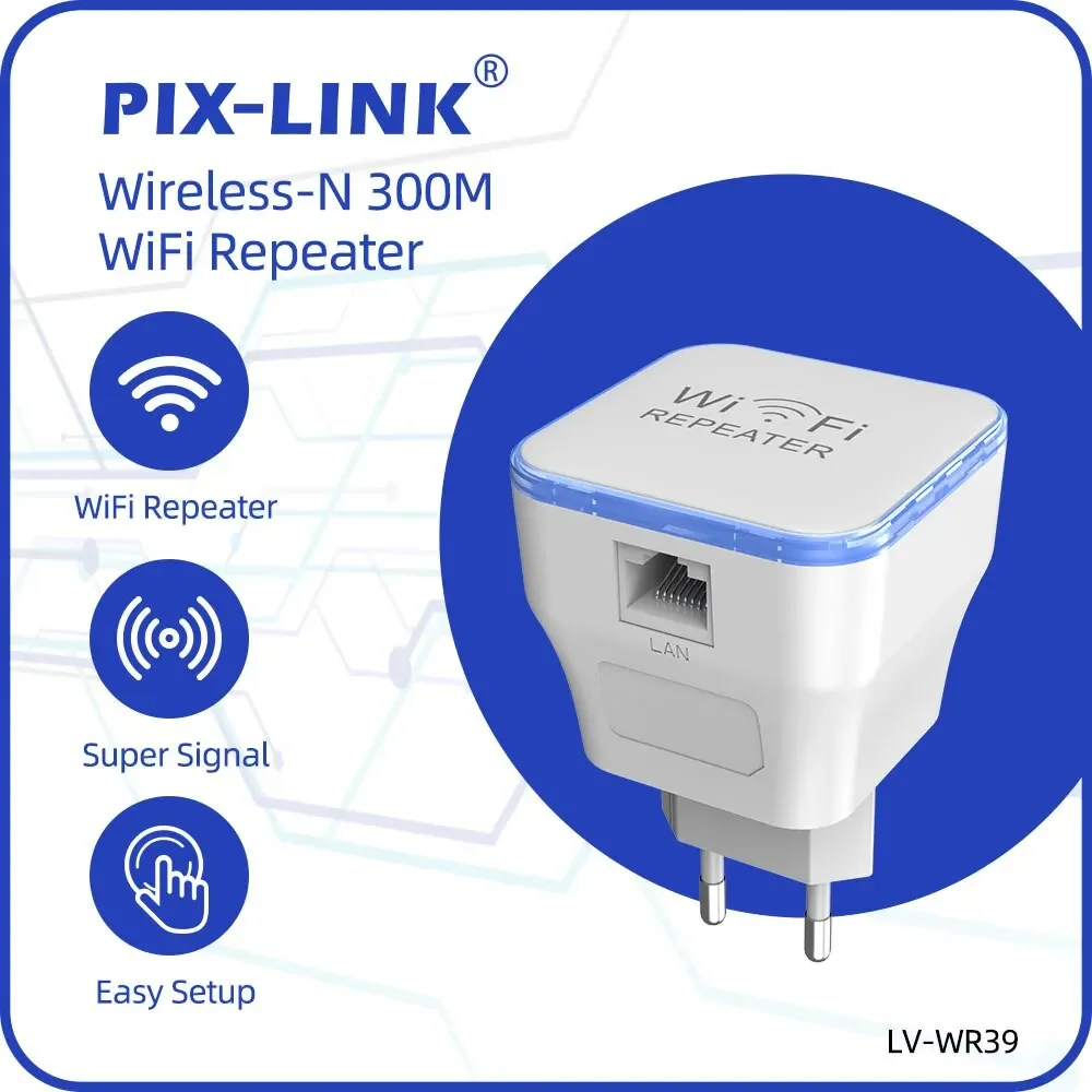 PIX-LINK WR39 Wireless Wifi Repeater Router 300Mbps Wi-Fi Range Extender Stable Single Ethernet Port Allows Function Wireless