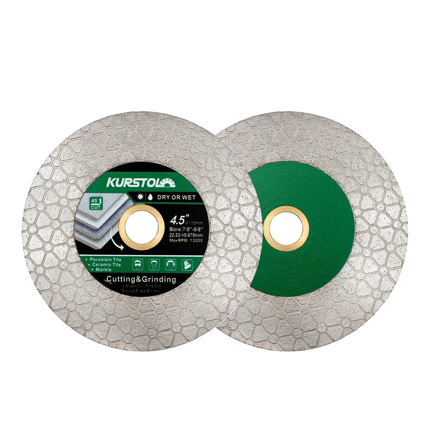 Dual-Purpose Diamond Saw Blade, 4.5" for Cutting and Grinding Ceramic Tiles, Granite, Marble