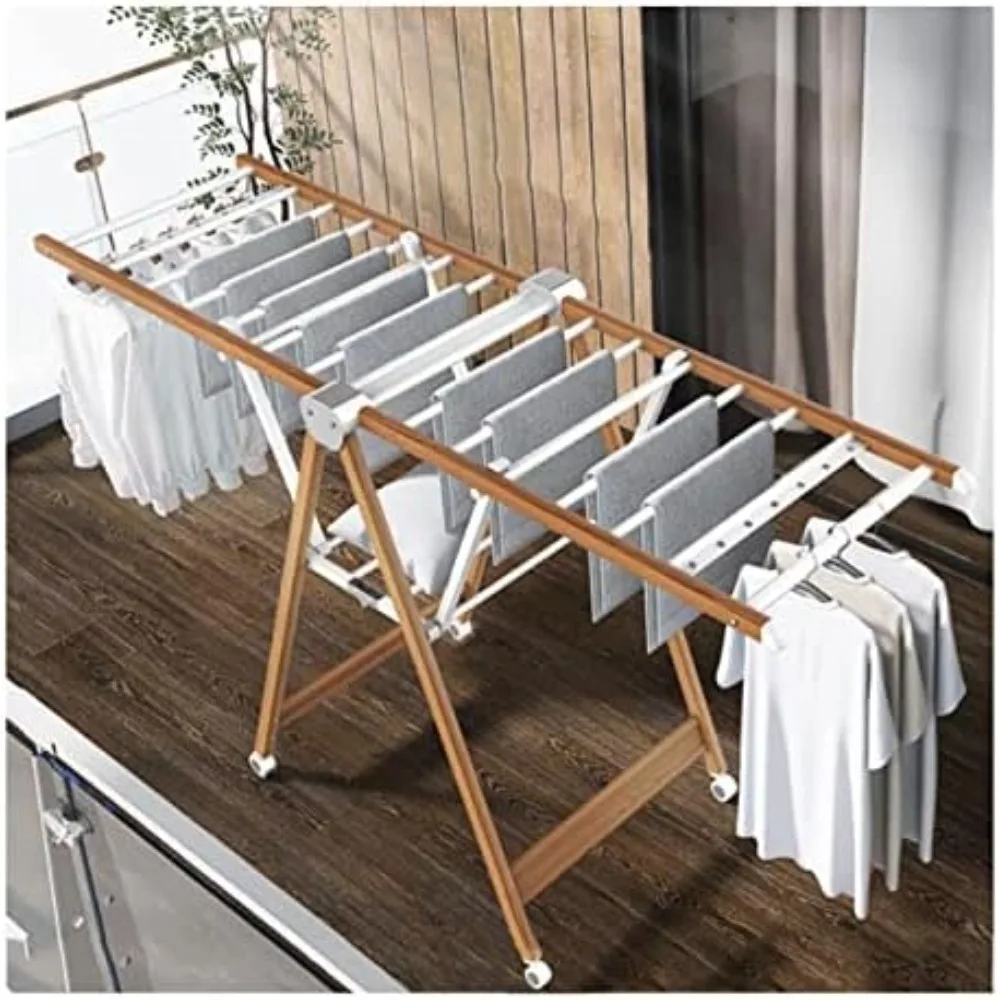 Floor-Standing Clothes Drying Rack，Clothes Drying Rack Foldable for Indoor and Outdoor Use, Clothes Airer in Aluminium Alloy