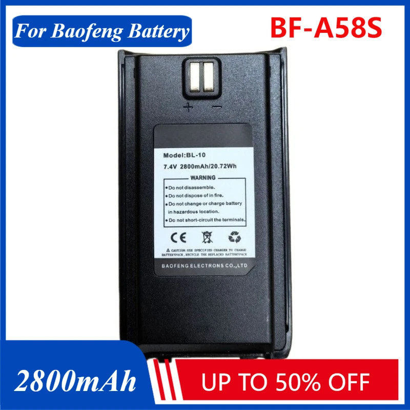 7.4V 2800mAh for Baofeng BF-A58S S58 T61 BL-10 9 UV368D 358D GP-UV9 8R Walkie Talkie A58S Battery Updated Walkie Talkie Battery