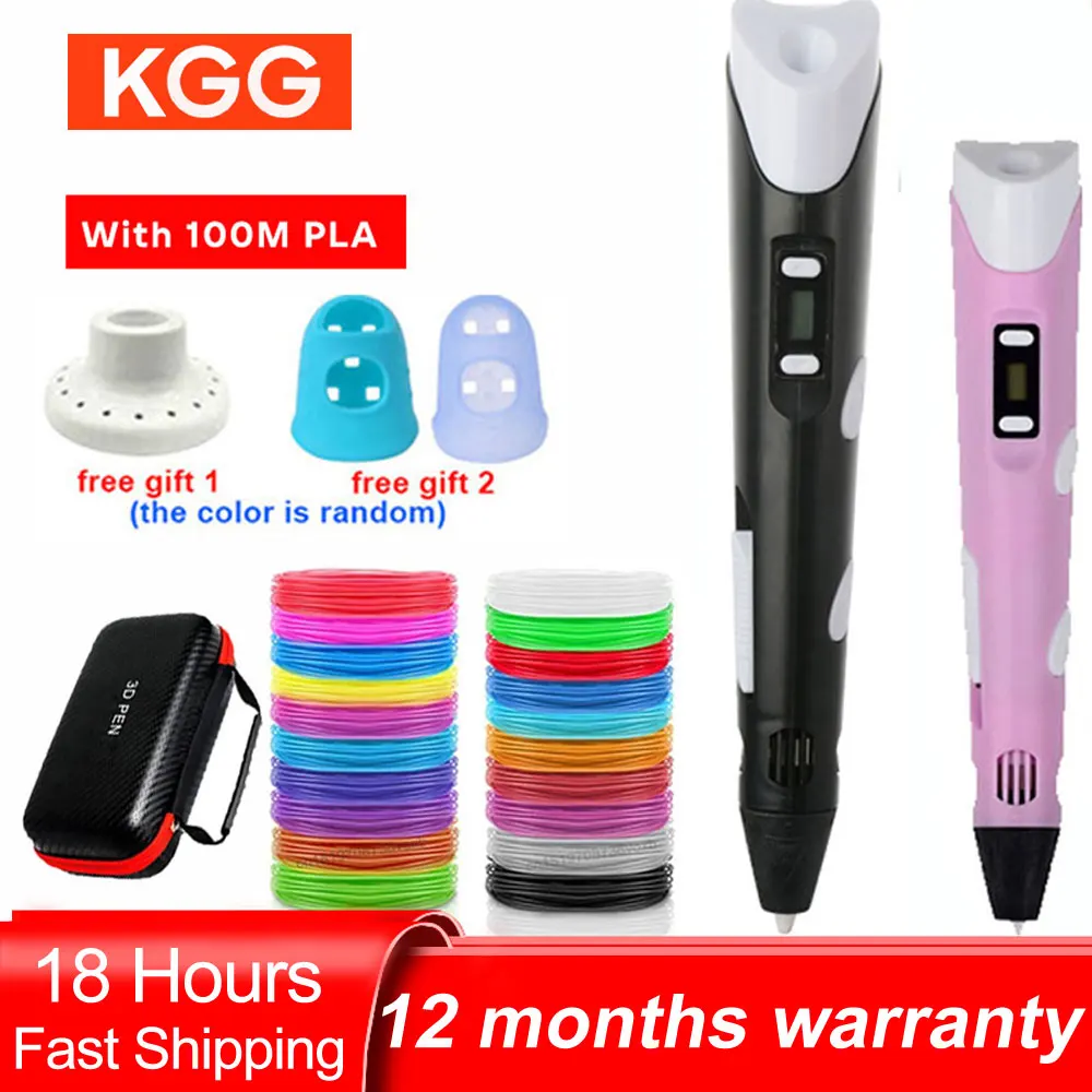 3D Printing Pen With Powered Travel Case & 100M PLA Filament DIY Paiting Children Design Pen Kids Toys Christmas Birthday Gifts