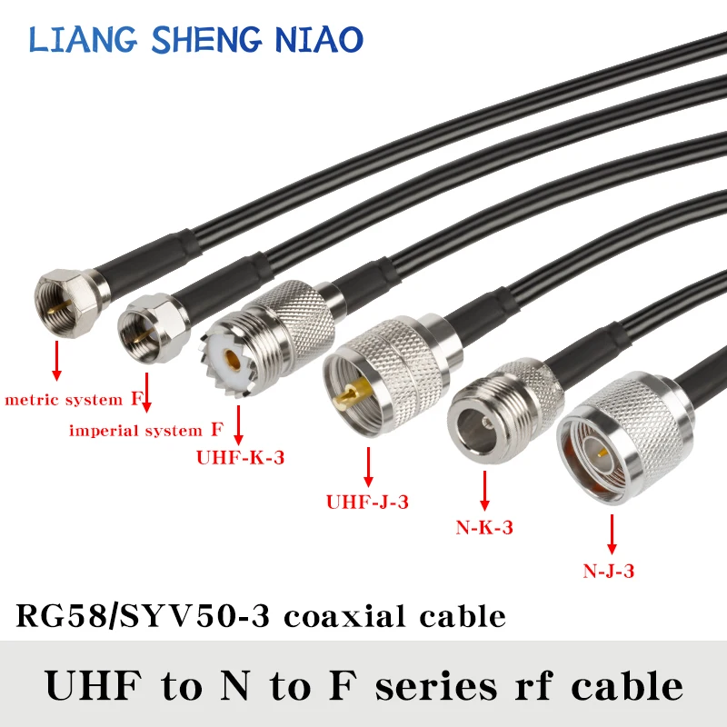 RG58 Coaxial Cable UHF PL259 male to N Male Female connector Pigtail Coax cable UHF to N to F male cable line 0.3M-30M