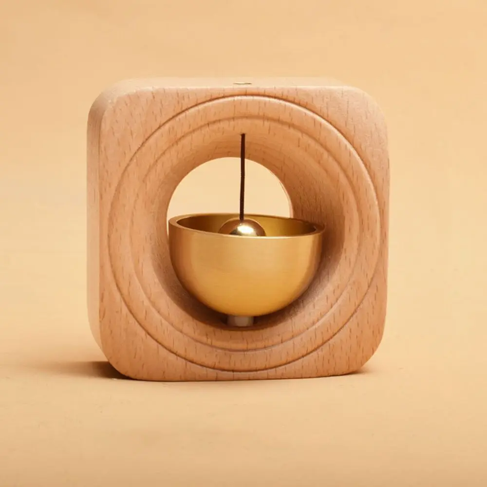 Aesthetic Solid Wooden Magnetic Doorbell Kawaii Mini Brass Wind Chime Exquisite Japanese Style Entrance Door Bell Pendant
