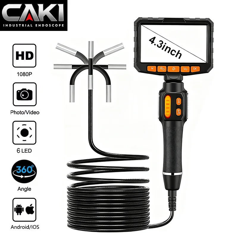 Endoscope with screen 4.3/5-inch Screen Automobile Pipeline Air conditioning Maintenance Probe Take pictures Camera Video HD1080