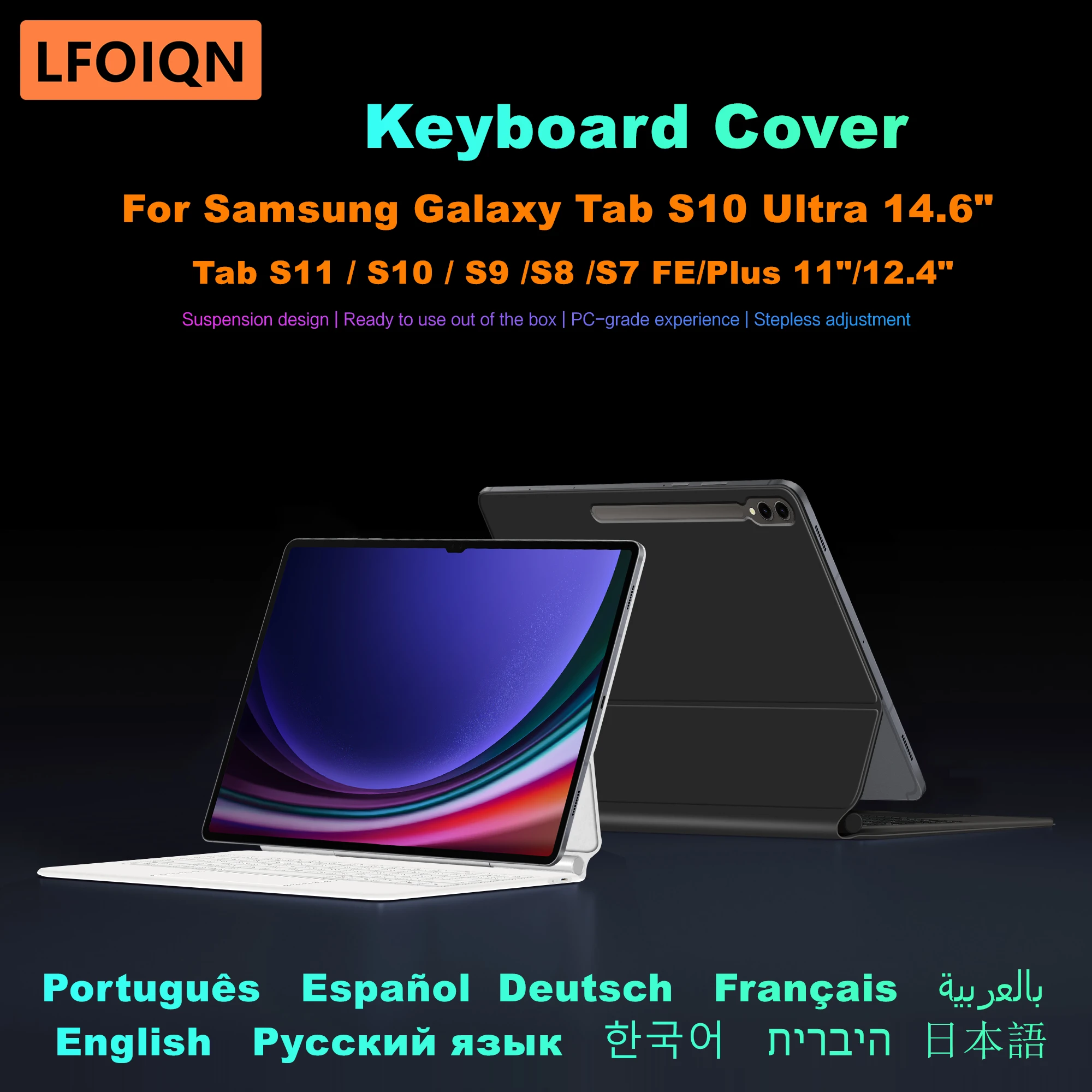 LFOIQN Keyboard Case For Samsung Galaxy Tab S9 S10 Ultra 14.6 inch S8+ S9+ Plus 12.4 S10+ FE+ S11 S7 11 Tablet Smart Book Cover