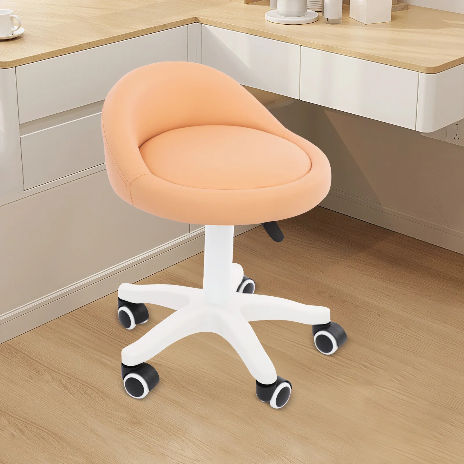 Height Adjustable Salon Stool 37-50cm w/ 75kg Capacity 13.78inch Wide Ergonomic Seat for All-Day Comfort in Professional Setting