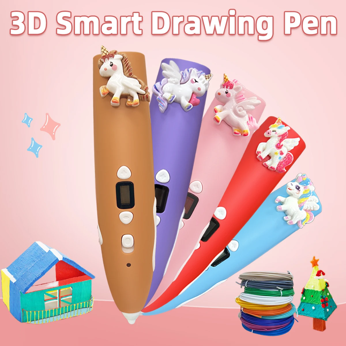 New Low Temperature Unicorn 3D Printing Pen with 9M of PCL Lubricant Popular Online Children's Toy Birthday New Year's Gift
