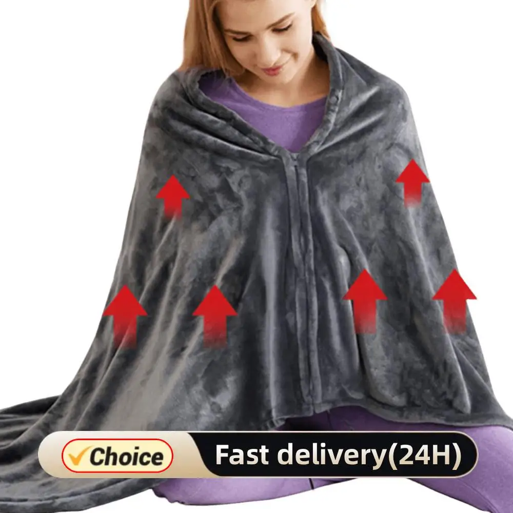 1/2PCS USB Electric Heated Blanket 3 Heating Levels Fleece Heated Blanket Wearable Heating Lap Blanket for Household and Office