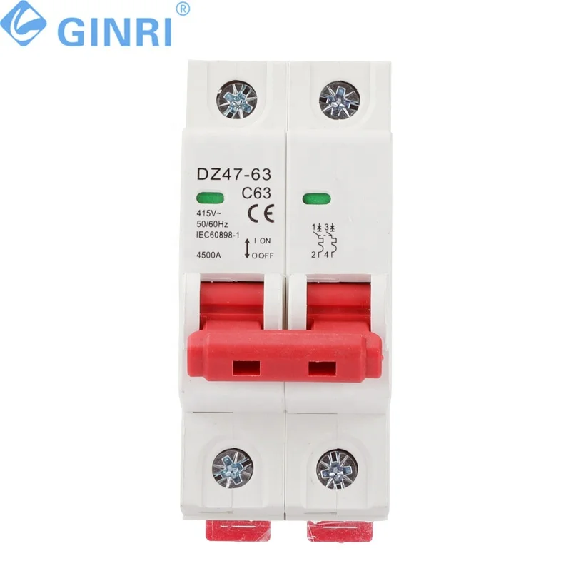 5PCS DZ47Z-63 2P AC MCB Miniature Circuit Breaker 63A Mini Circuit Breaker For Solar PV System