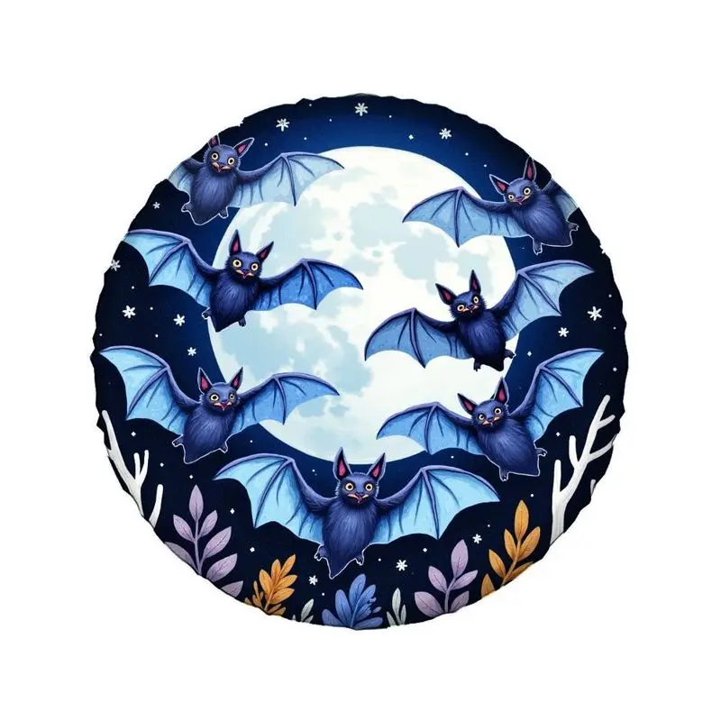 Mysterious Moonlit Night With Flying Bats Spare Tire Cover - Polyester Wheel Protector For Cars, SUVs, And RVs; Stylish Outdoor